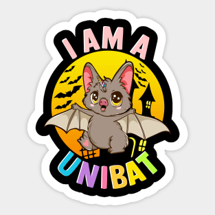 I am a Unibat Halloween Funny Unicorn Bat Gift Sticker